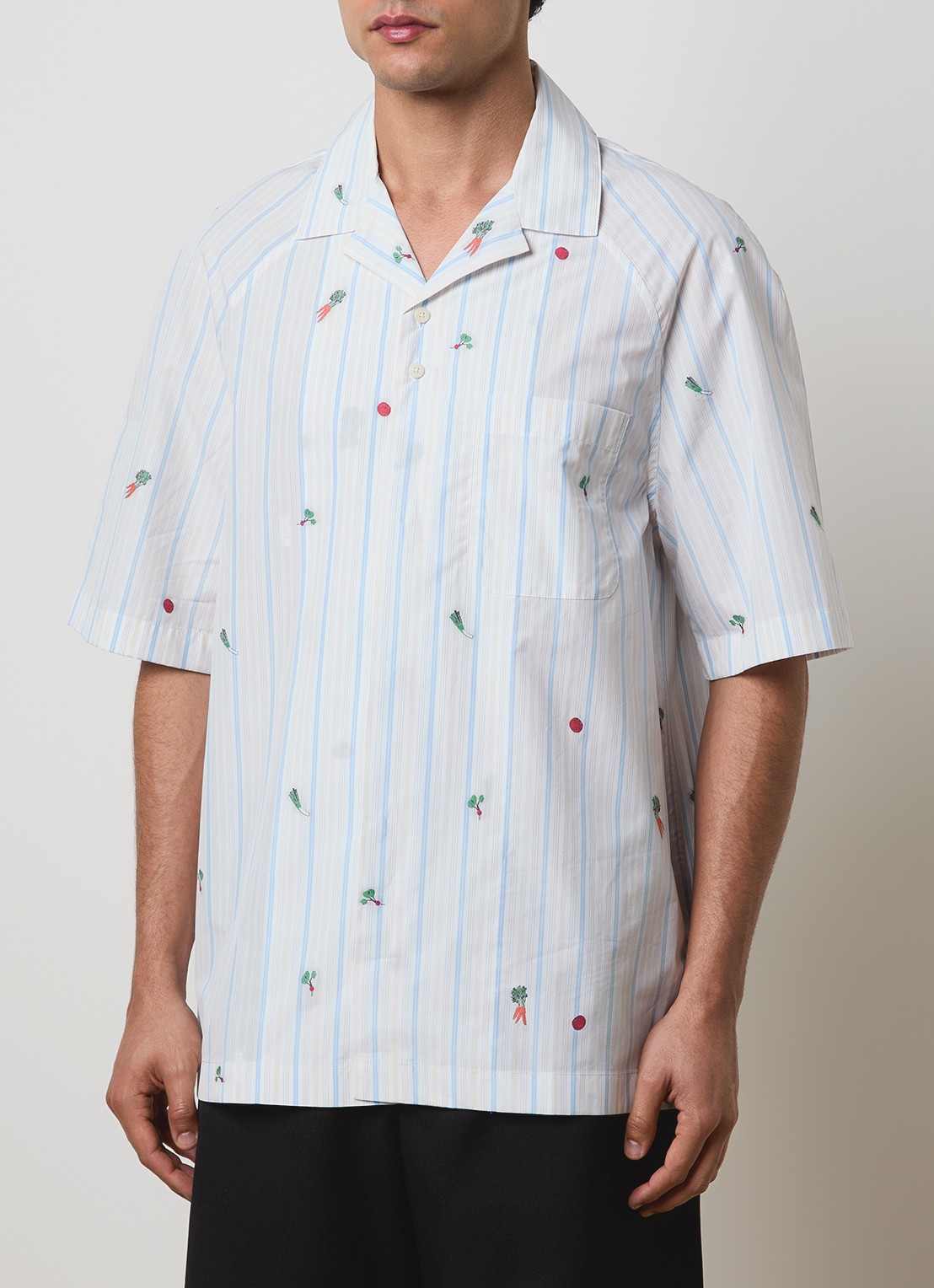 Jacquemus Romarin regular fit overhemd met streepprint - detail 4 lichtblauw