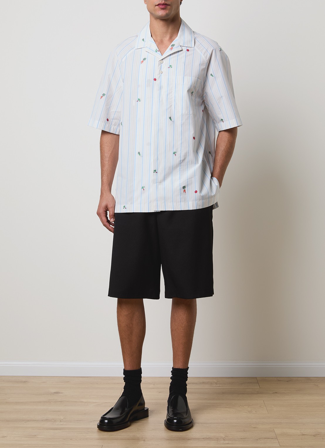 Jacquemus Romarin regular fit overhemd met streepprint - voorkant 3 lichtblauw