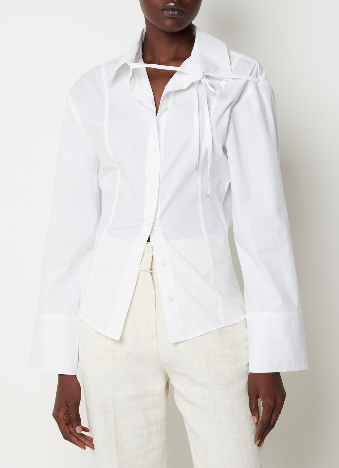 Jacquemus Ruban blouse met asymmetrische kraag - detail 4 wit