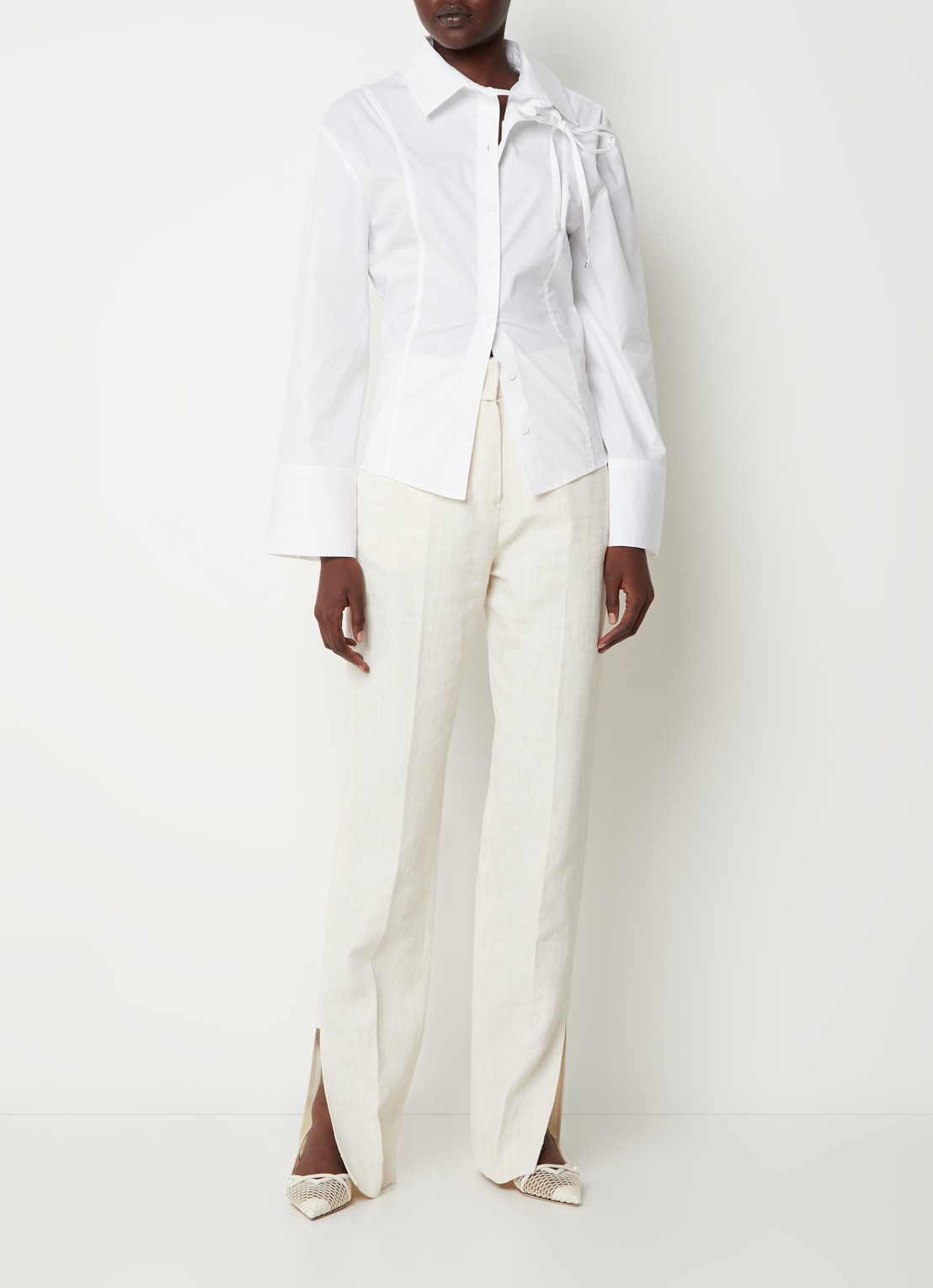 Jacquemus Ruban blouse met asymmetrische kraag - voorkant 3 wit