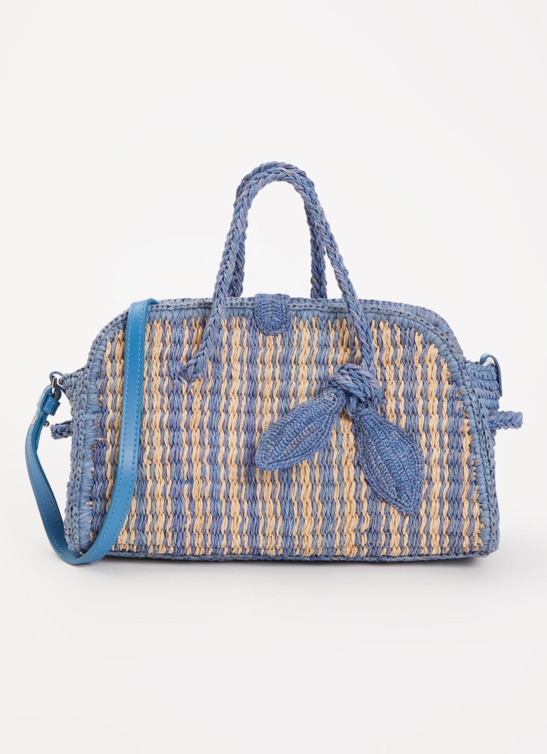 Jacquemus Schoudertas van raffia - voorkant 6 blauw