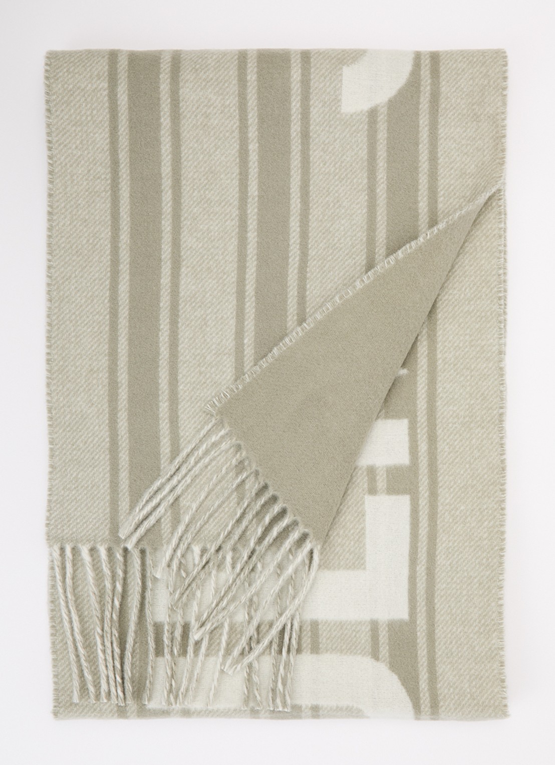 Jacquemus Sjaal van scheerwol met logoprint 35 x 190 cm - voorkant lindegroen