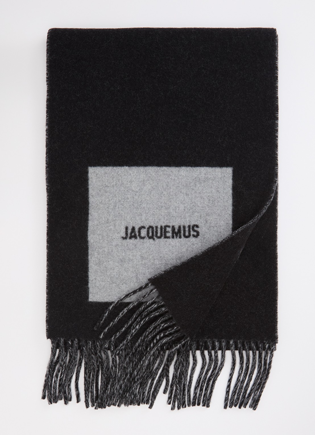 Jacquemus Sjaal van wol met logoprint 190 x 30 cm - voorkant 2 zwart