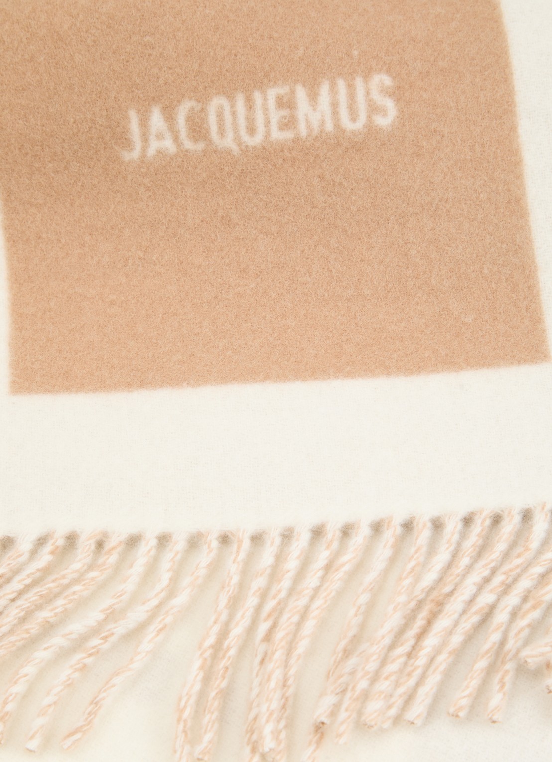 Jacquemus Sjaal van wol met logoprint 190 x 30 cm - detail 3 beige