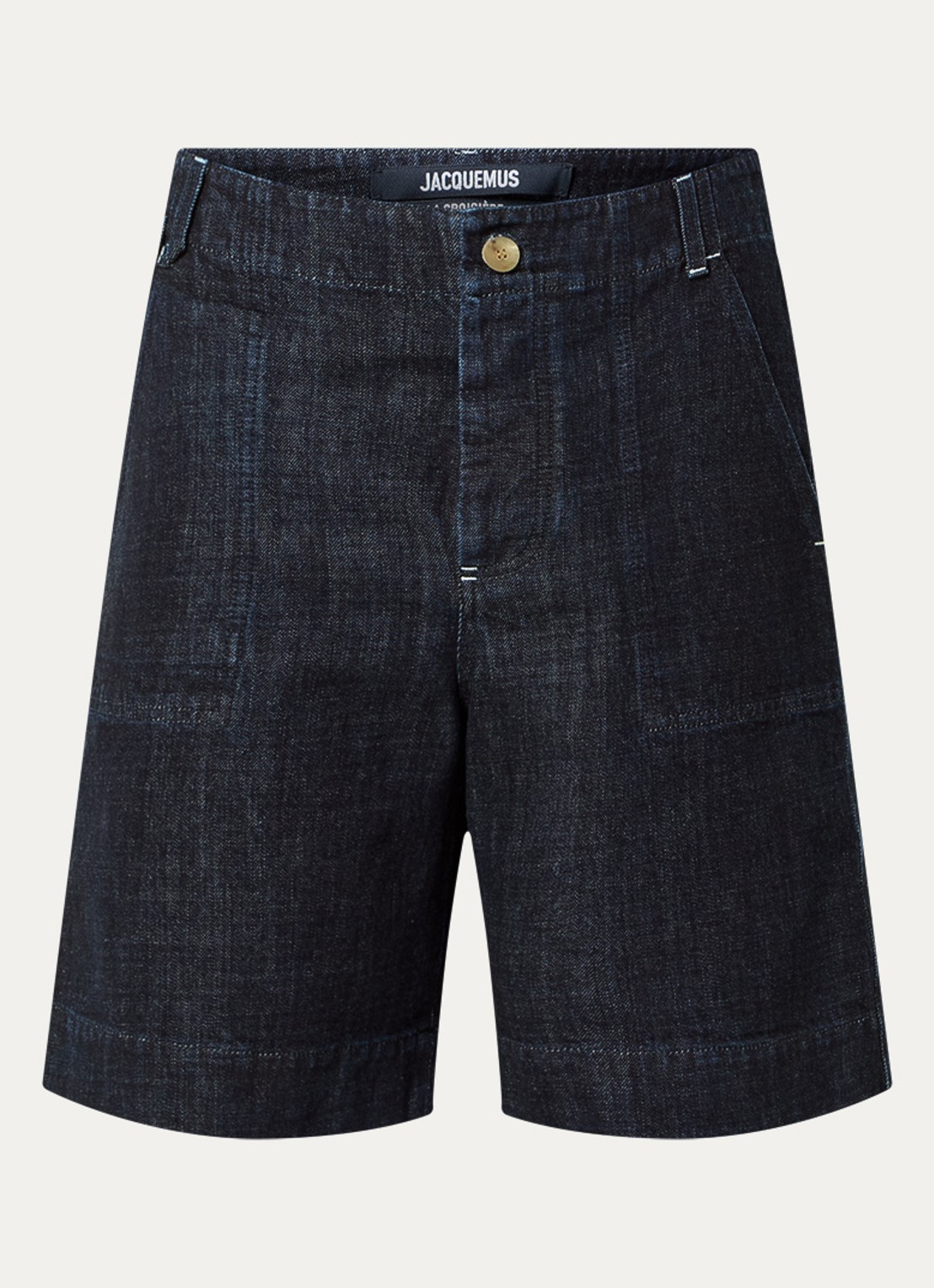 Jacquemus Straight fit korte broek van denim met donkere wassing - voorkant indigo