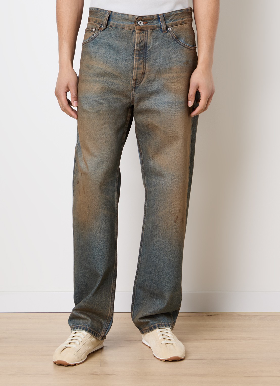 Jacquemus Straight leg jeans met verwassen afwerking - detail 3 beige