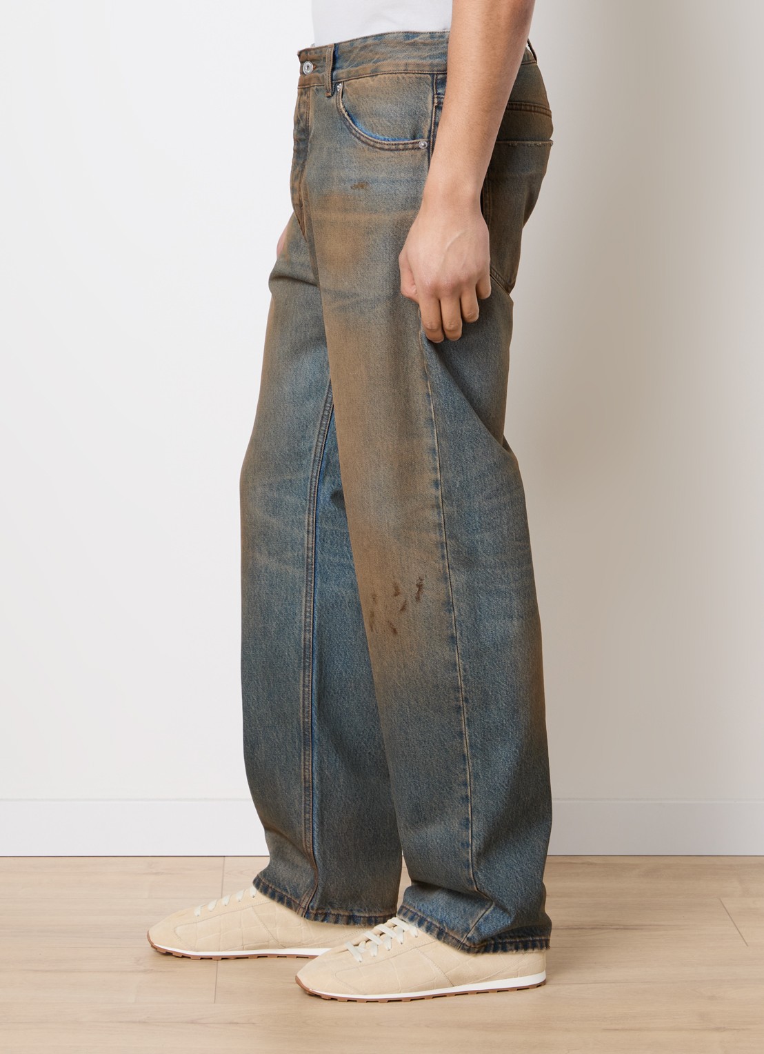 Jacquemus Straight leg jeans met verwassen afwerking - detail 4 beige