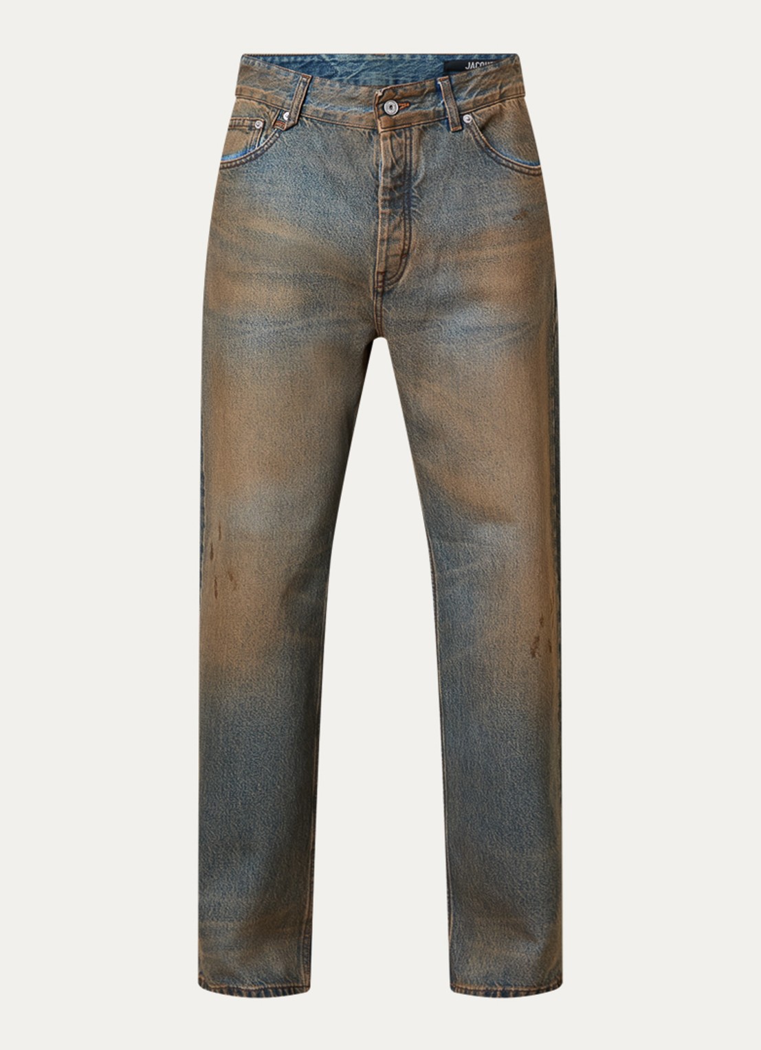 Jacquemus Straight leg jeans met verwassen afwerking - voorkant beige