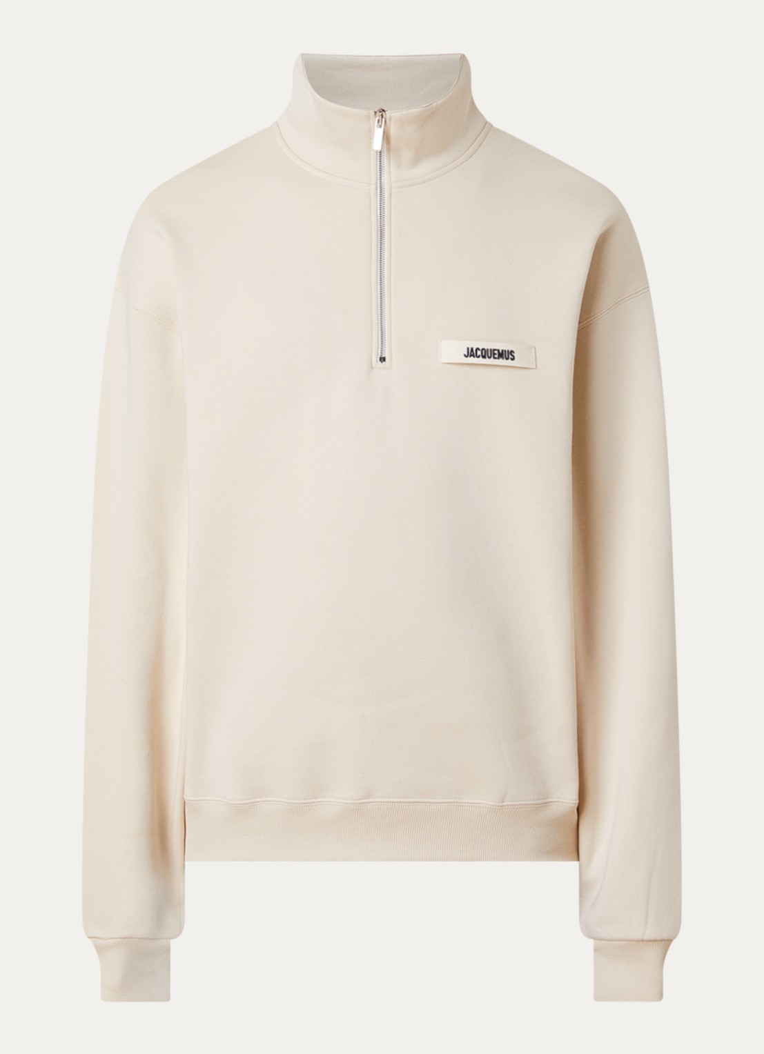 Jacquemus Sweater met logo en halve rits - voorkant 4 zand