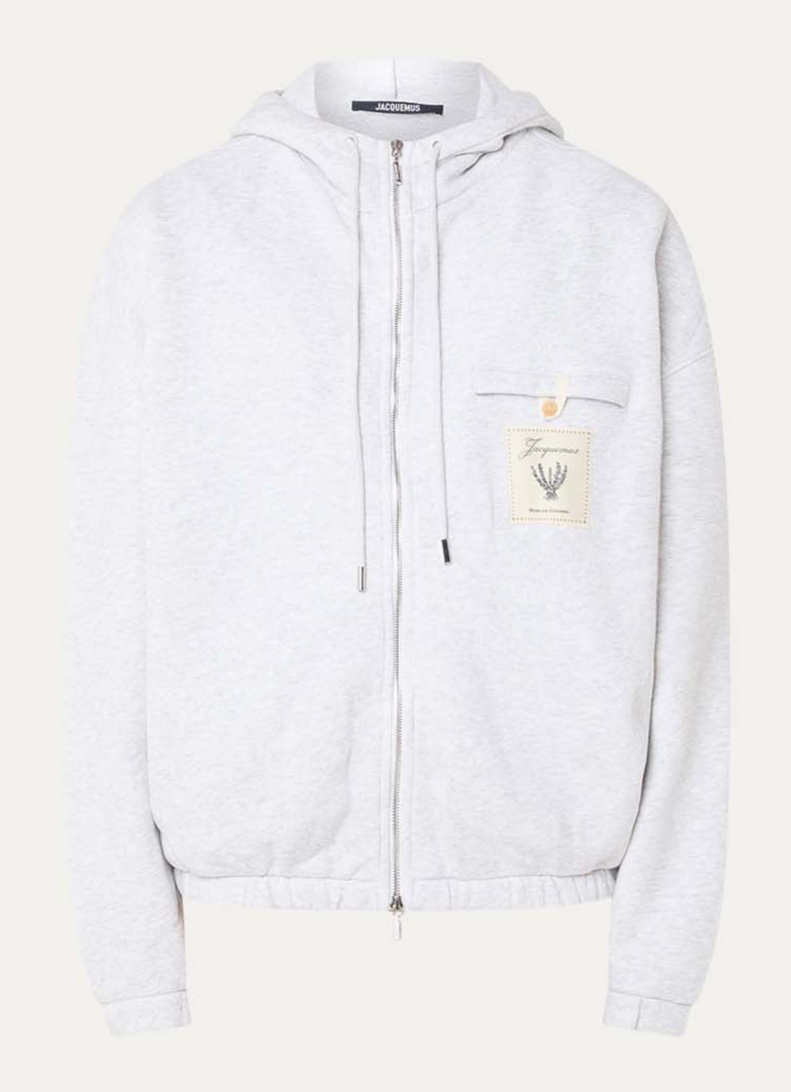 Jacquemus Sweatvest met capuchon en logoborduring - voorkant 5 grijsmele