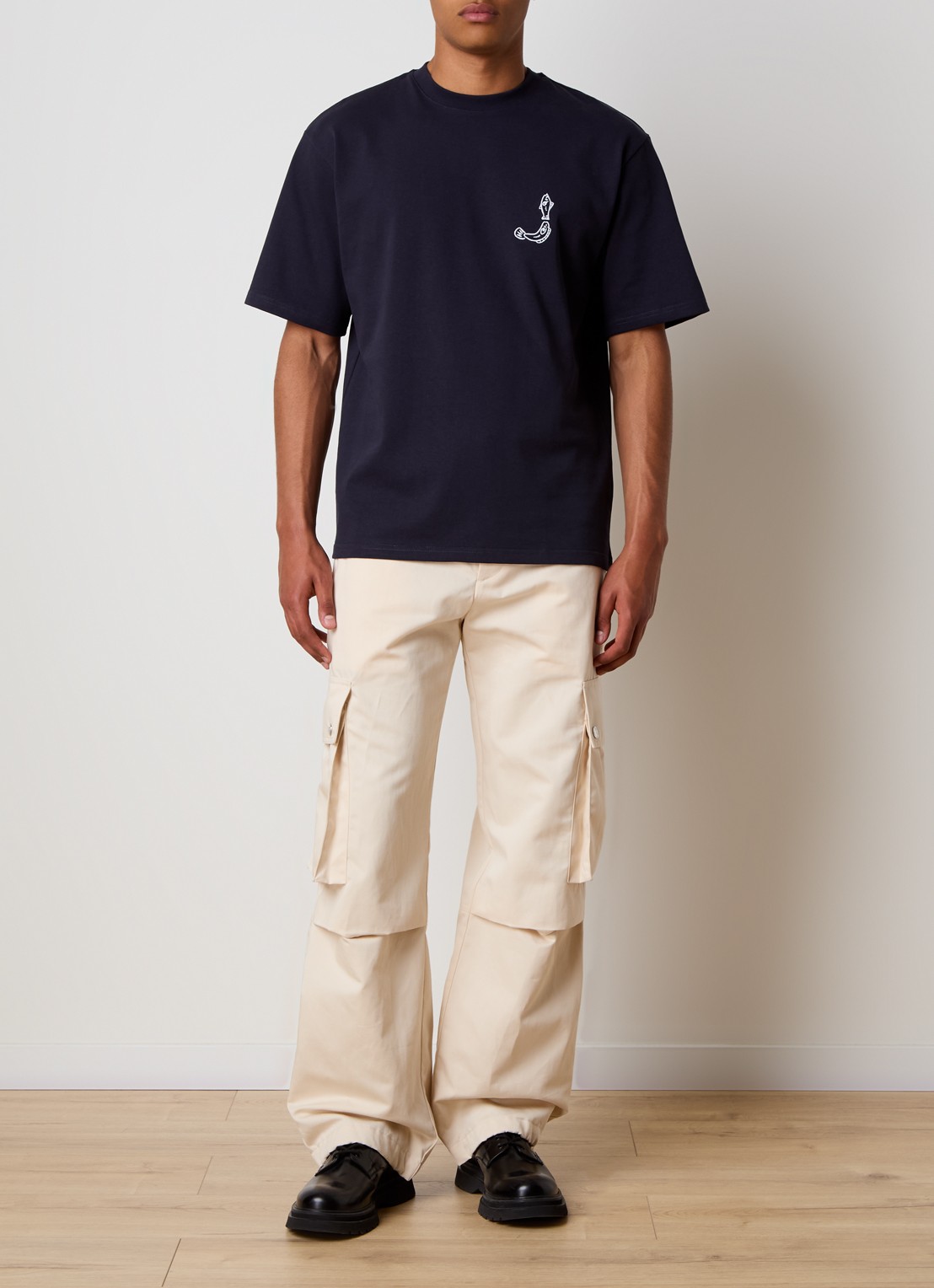 Jacquemus T-shirt met logo- en backprint - voorkant 4 donkerblauw