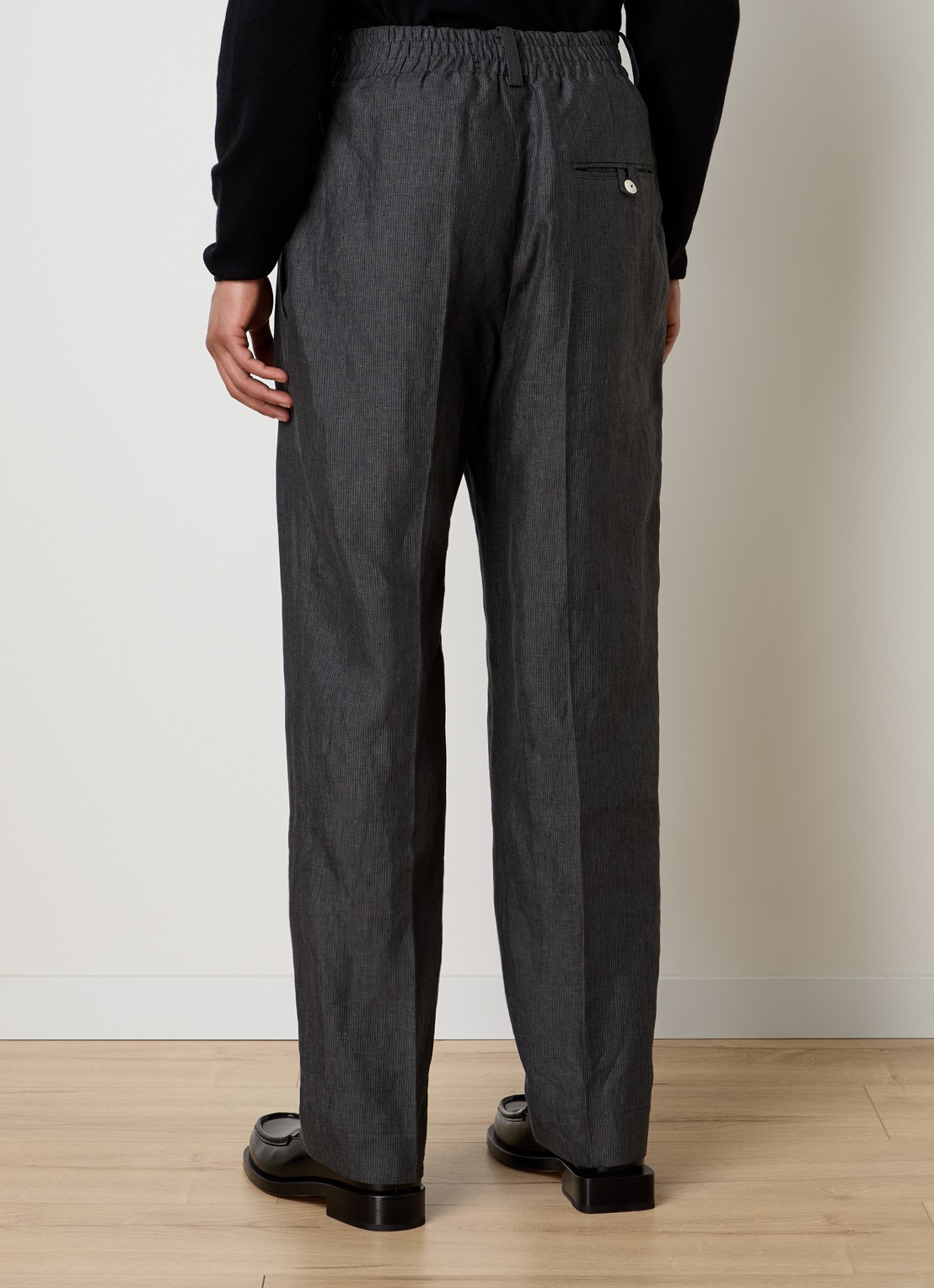 Jacquemus Tapered fit pantalon van linnen met streepprint - achterkant donkergrijs