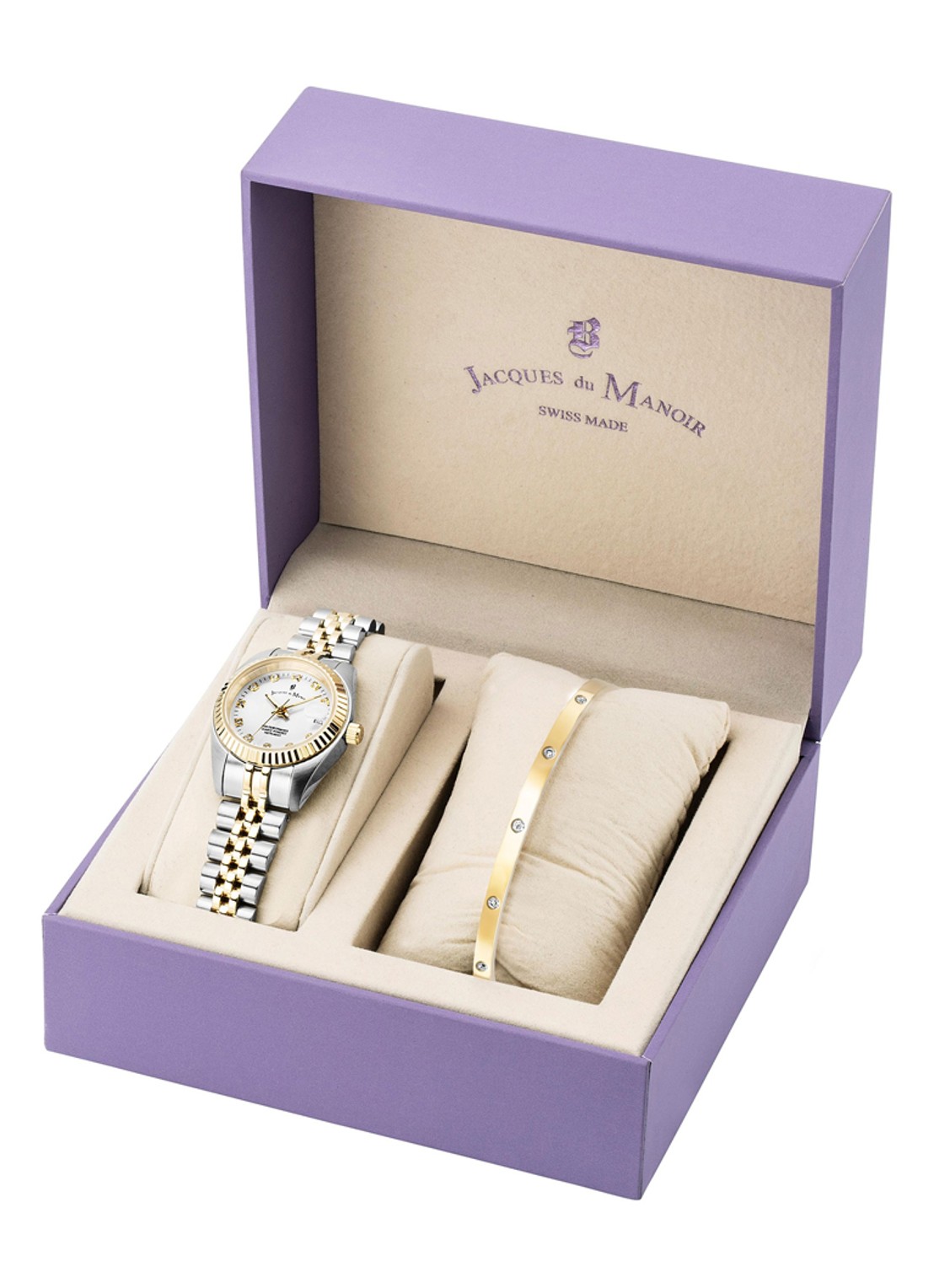 Jacques du Manoir Inspiration horloge met armband in set van 2 NRO.08 - voorkant 2 goud