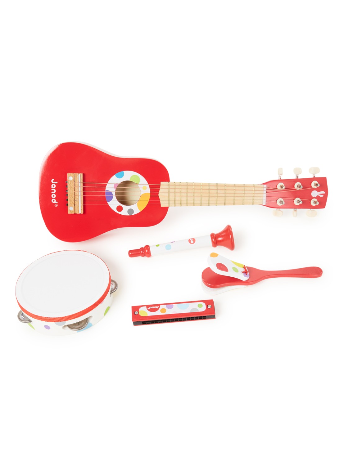 Janod Confetti Music Live muziekset 5-delig - voorkant rood