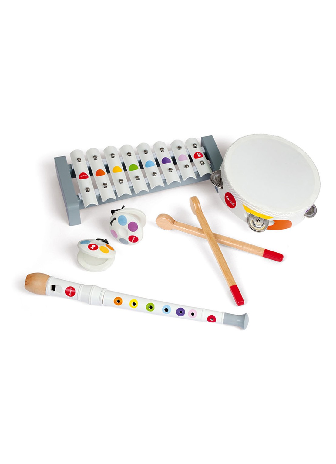 Janod Confetti muziekinstrumenten set 7-delig - voorkant 4 multicolor