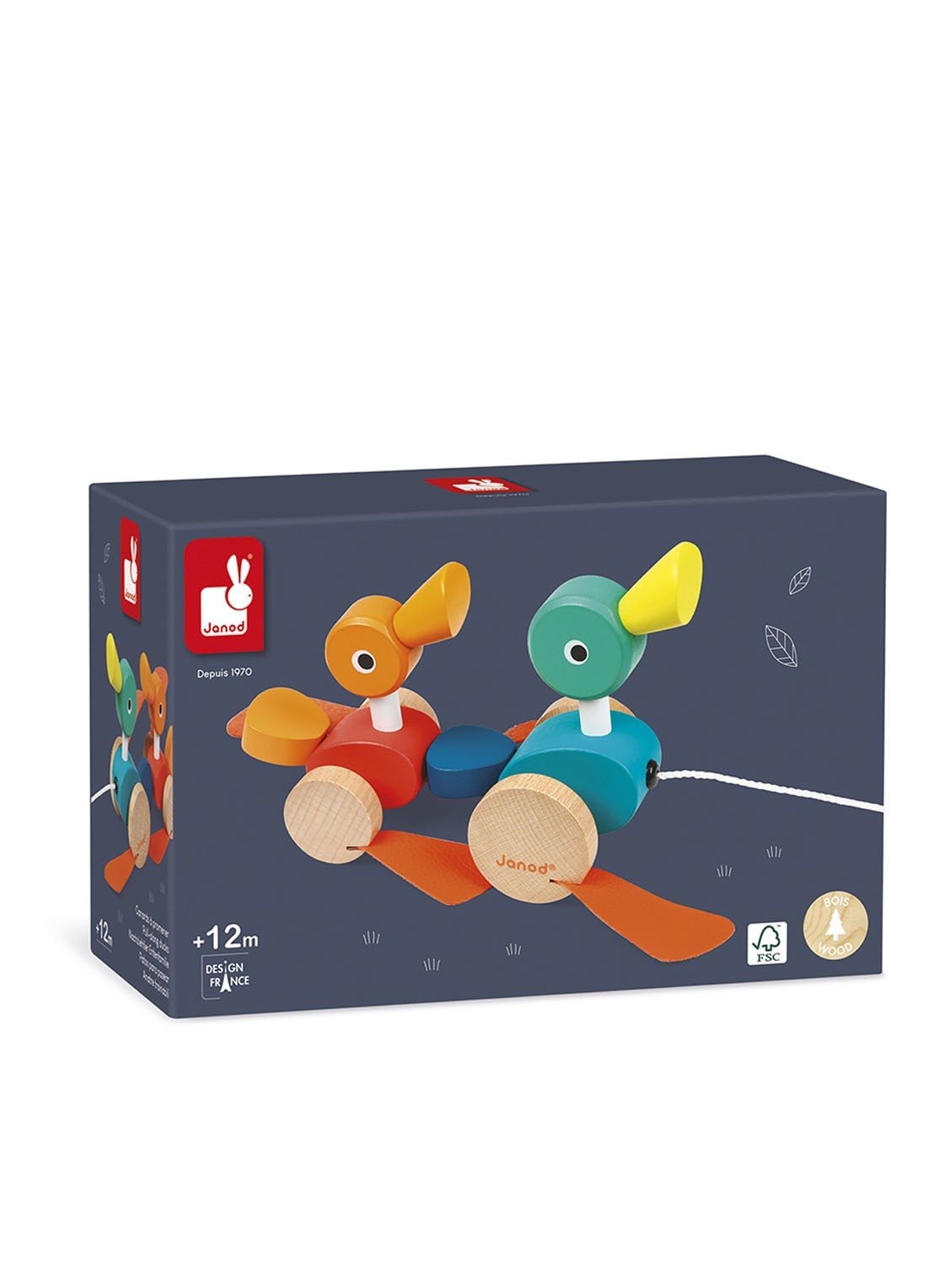 Janod Eendenfamilie trekfiguur  - voorkant multicolor