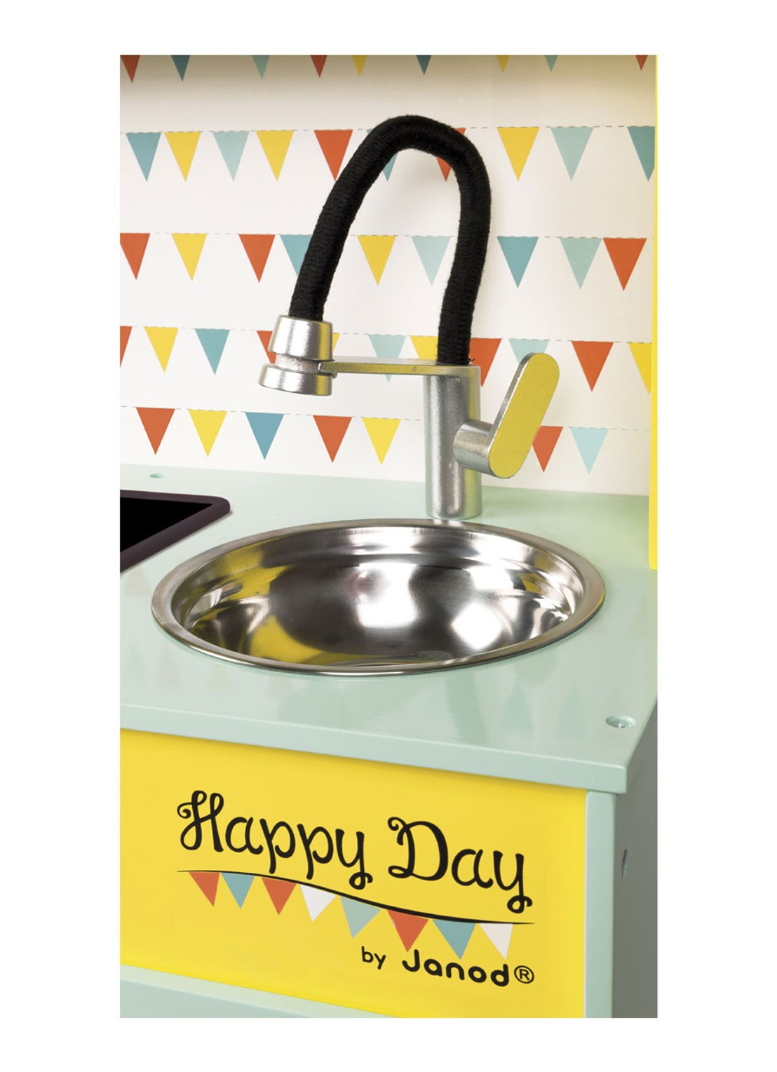 Janod Happy Day houten keukentje - detail geel