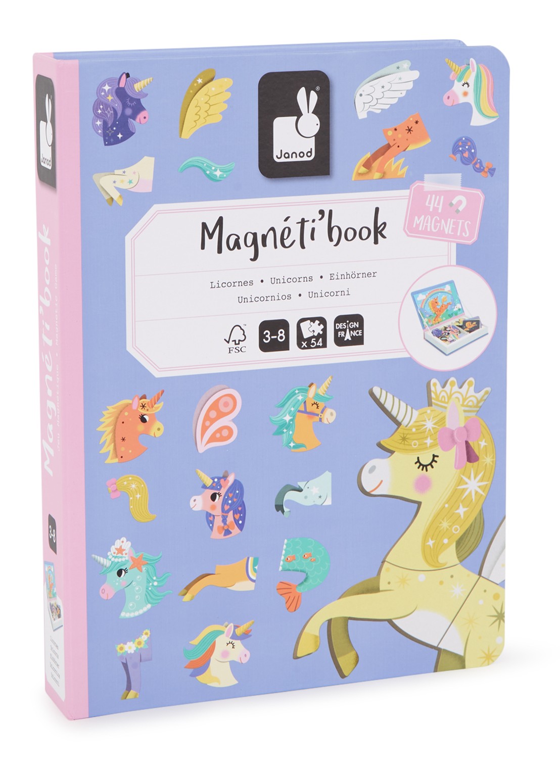 Janod Magnetibook eenhoorn - voorkant 5 multicolor