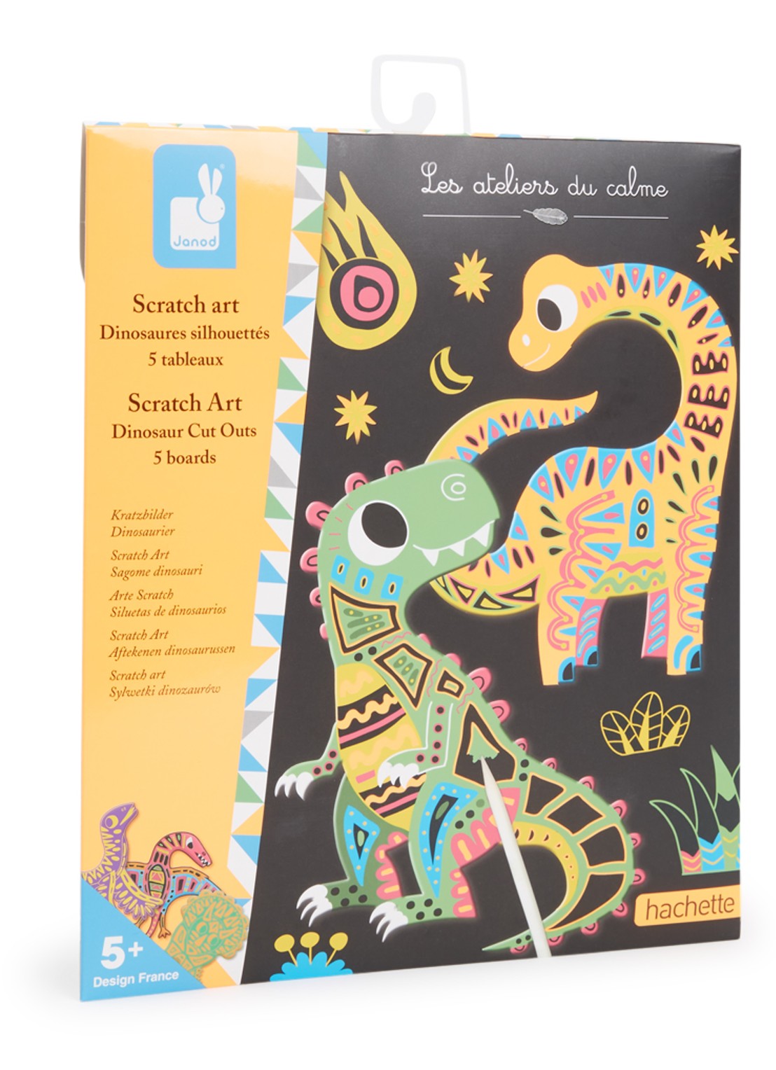 Janod Scratch Art Dino knutselset 6-delig - voorkant undefined