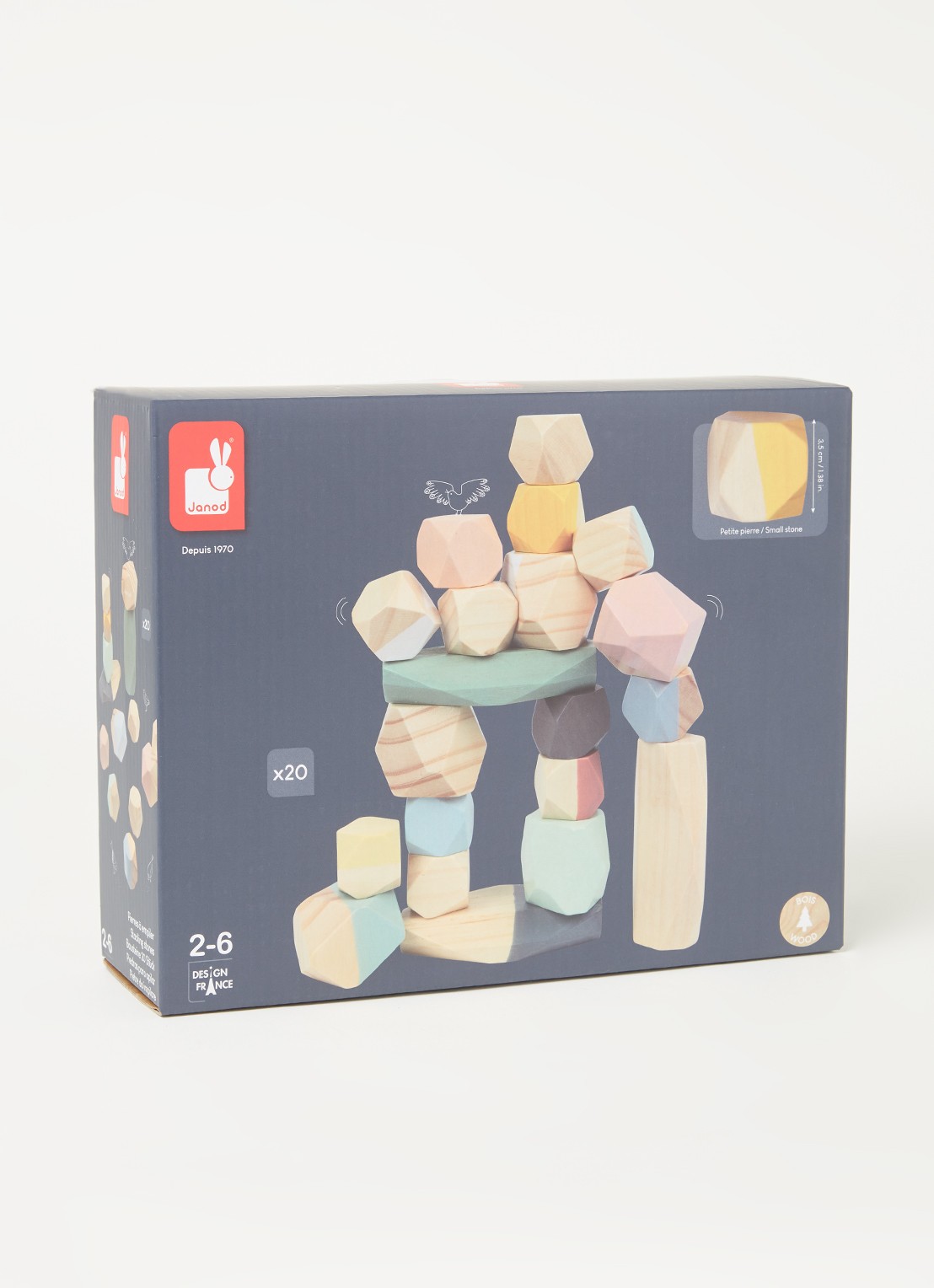 Janod Sweet Cocoon stapelstenen van hout - voorkant donkergrijs