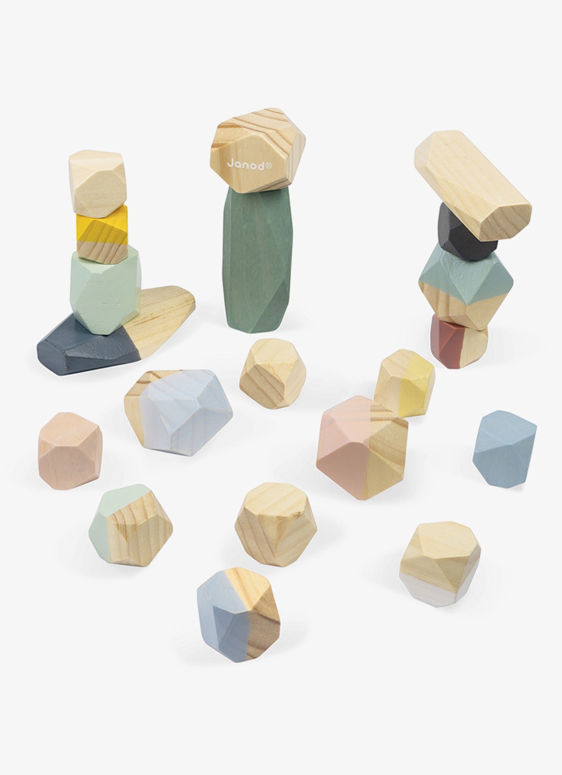 Janod Sweet Cocoon stapelstenen van hout - voorkant 2 donkergrijs