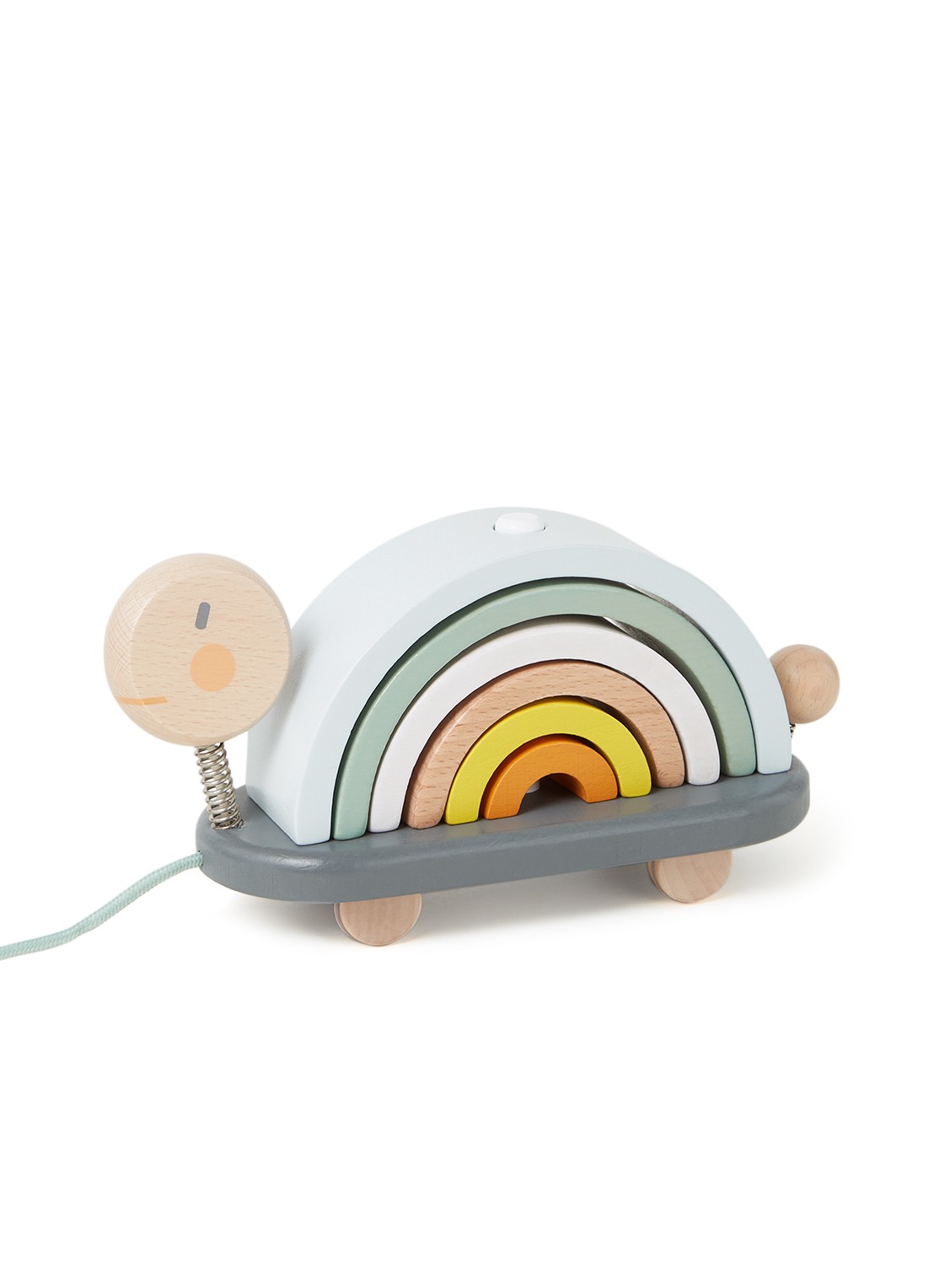 Janod Sweet Cocoon trekfiguur regenboogschildpad - voorkant lichtblauw