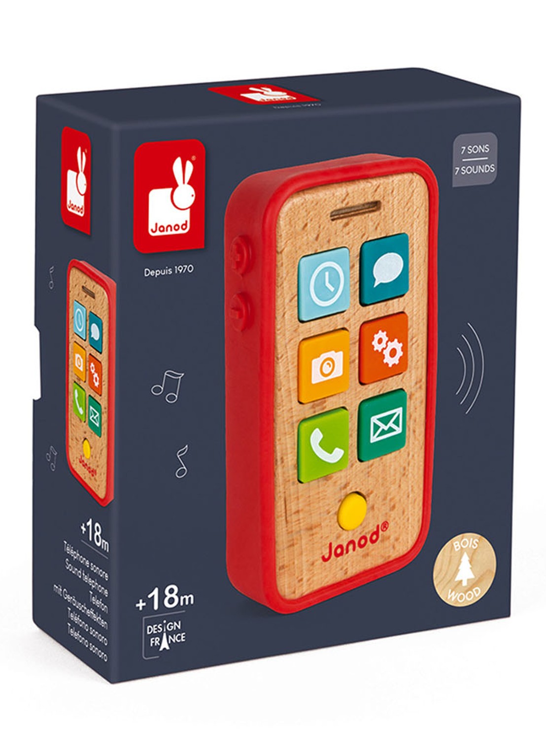 Janod Telefoon met geluid - voorkant 6 multicolor