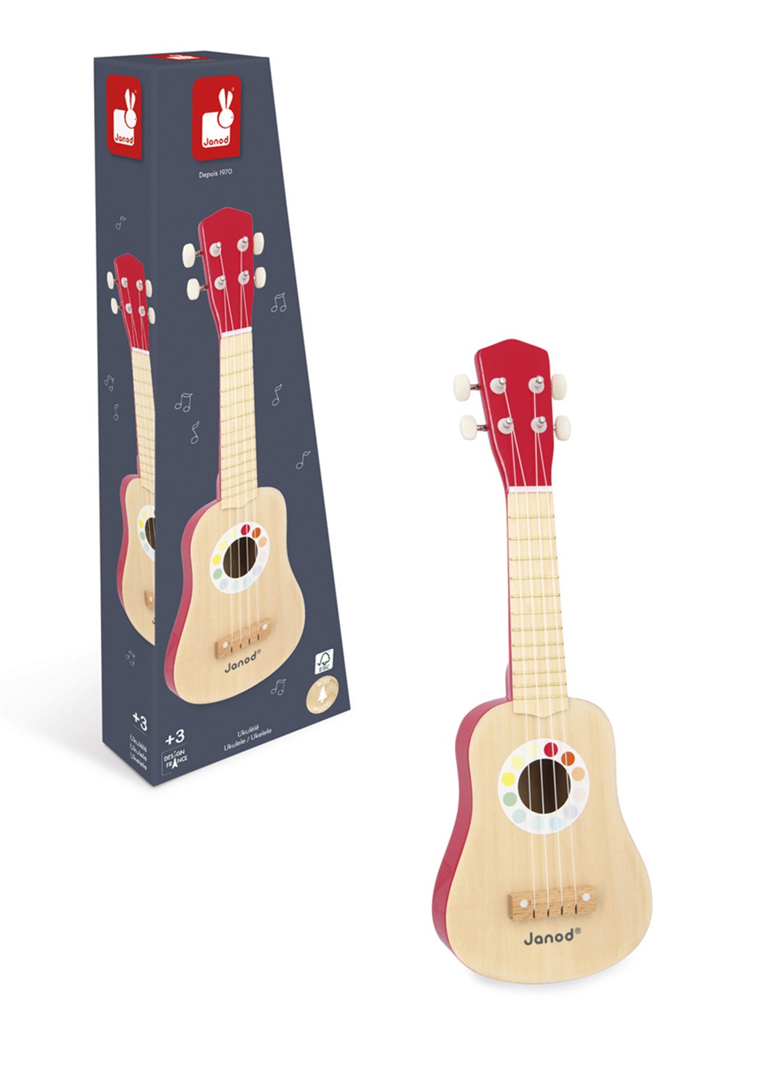 Janod Ukulele met stippendessin - detail 4 multicolor