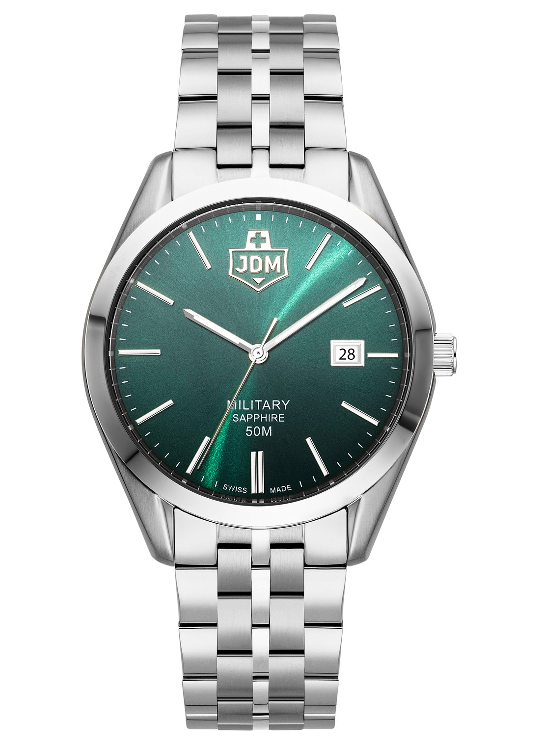 JDM Military Interlaken Gents horloge JDM-WG023-01 - voorkant zilver