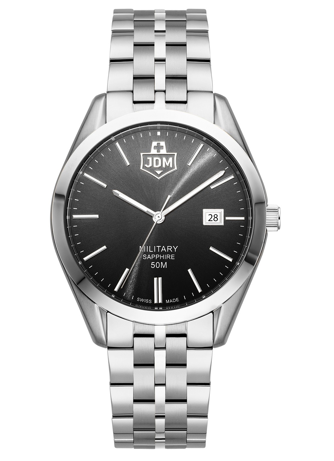 JDM Military Interlaken Gents horloge  JDM-WG023-03 - voorkant zilver