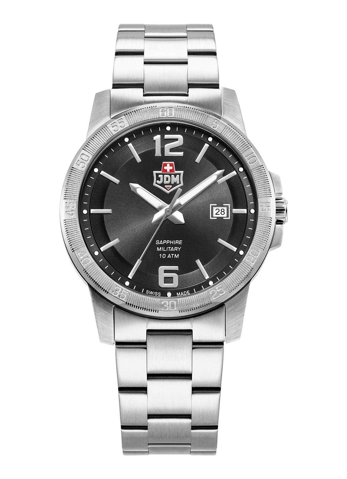 JDM Military Oscar horloge JDM-WG025-01 - voorkant zilver