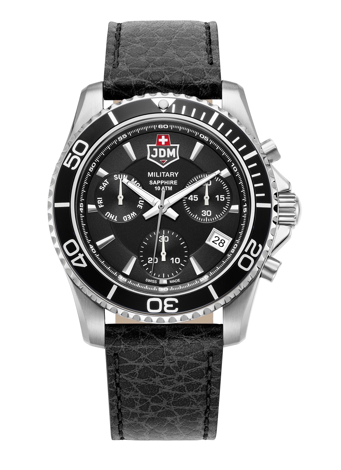 JDM Military Sierra Chrono horloge JDM-WG019-05 - voorkant zilver