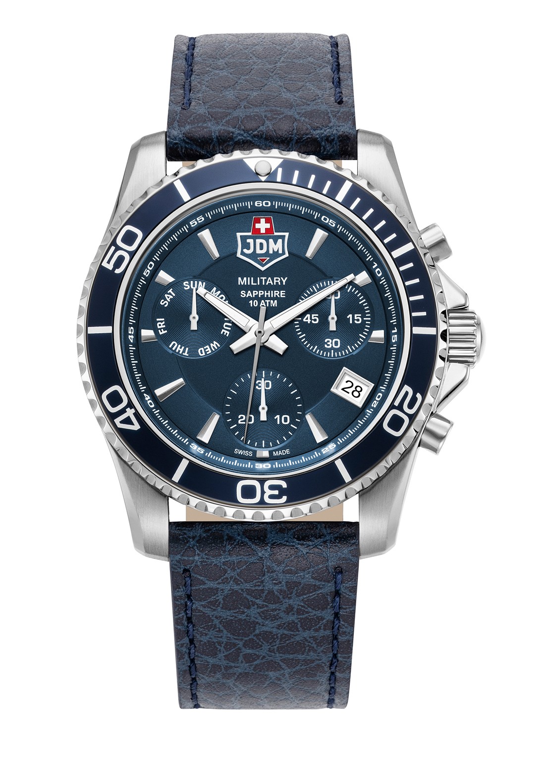 JDM Military Sierra Chrono horloge JDM-WG019-06 - voorkant zilver