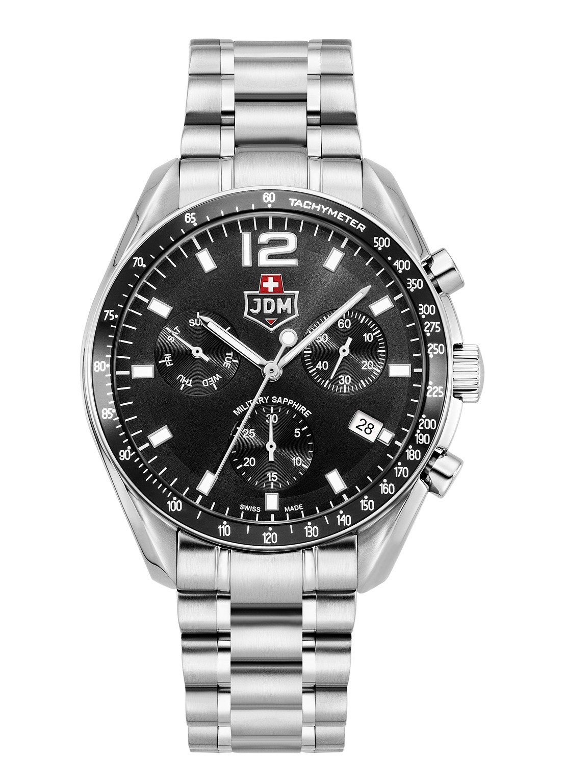 JDM Military Swiss Precision horloge JDM-WG021-01 - voorkant zilver