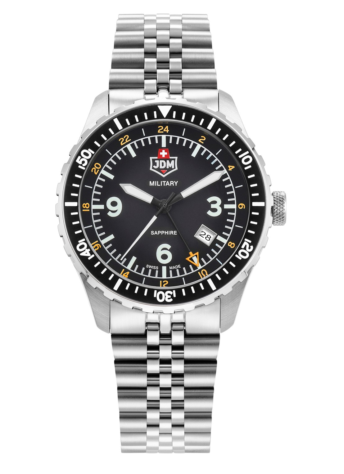 JDM Military Wingman horloge JDM-W028-03 - voorkant 3 zilver