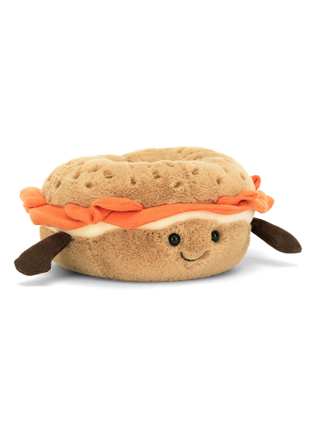 Jellycat Amuseables Bagel knuffel 7 cm - voorkant 4 beige