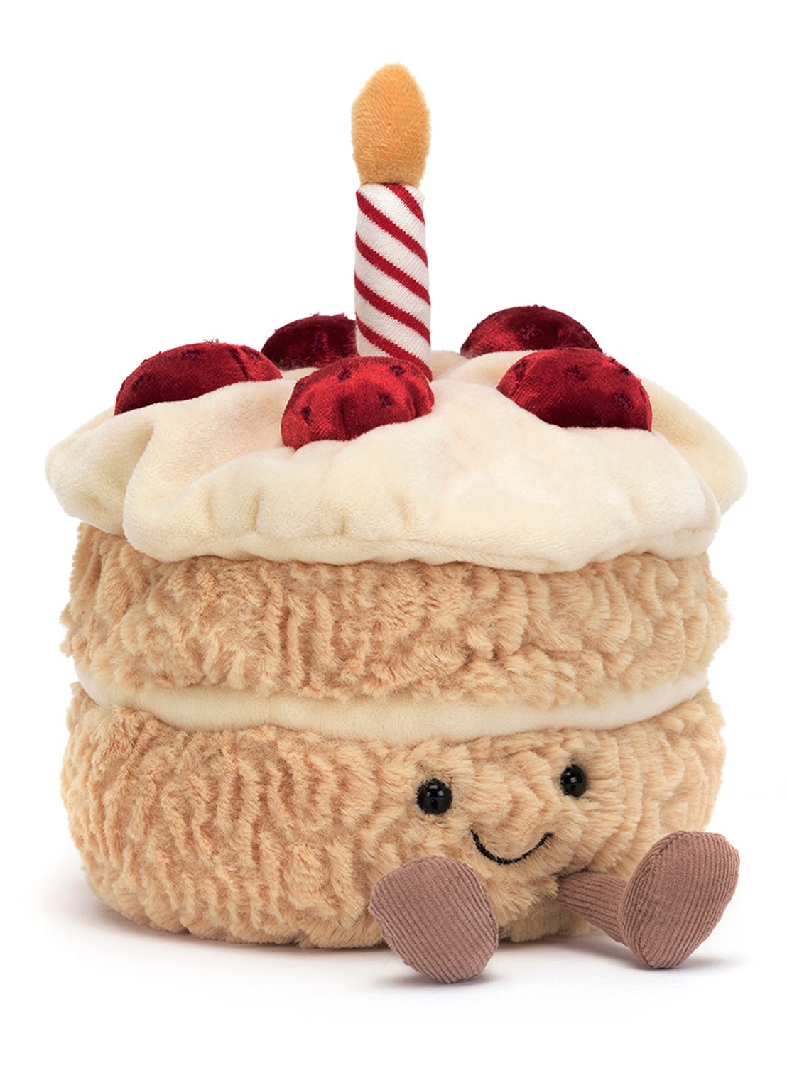 Jellycat Amuseables Birthday Cake knuffel 16 cm - voorkant bruin
