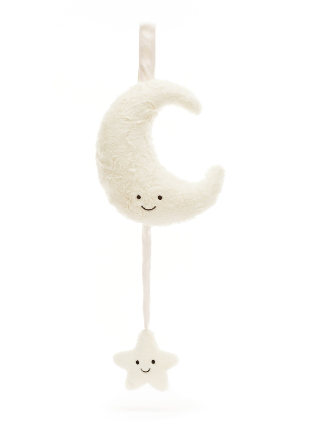 Jellycat Amuseables Moon Musicall Pull knuffel 28 cm - voorkant 5 gebroken wit