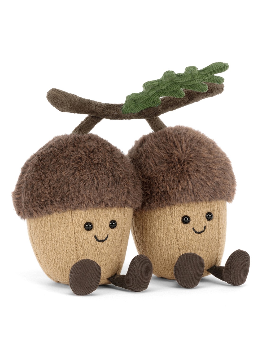 Jellycat Amuseables Ort & Tum Acorns knuffel 15 cm - voorkant beige