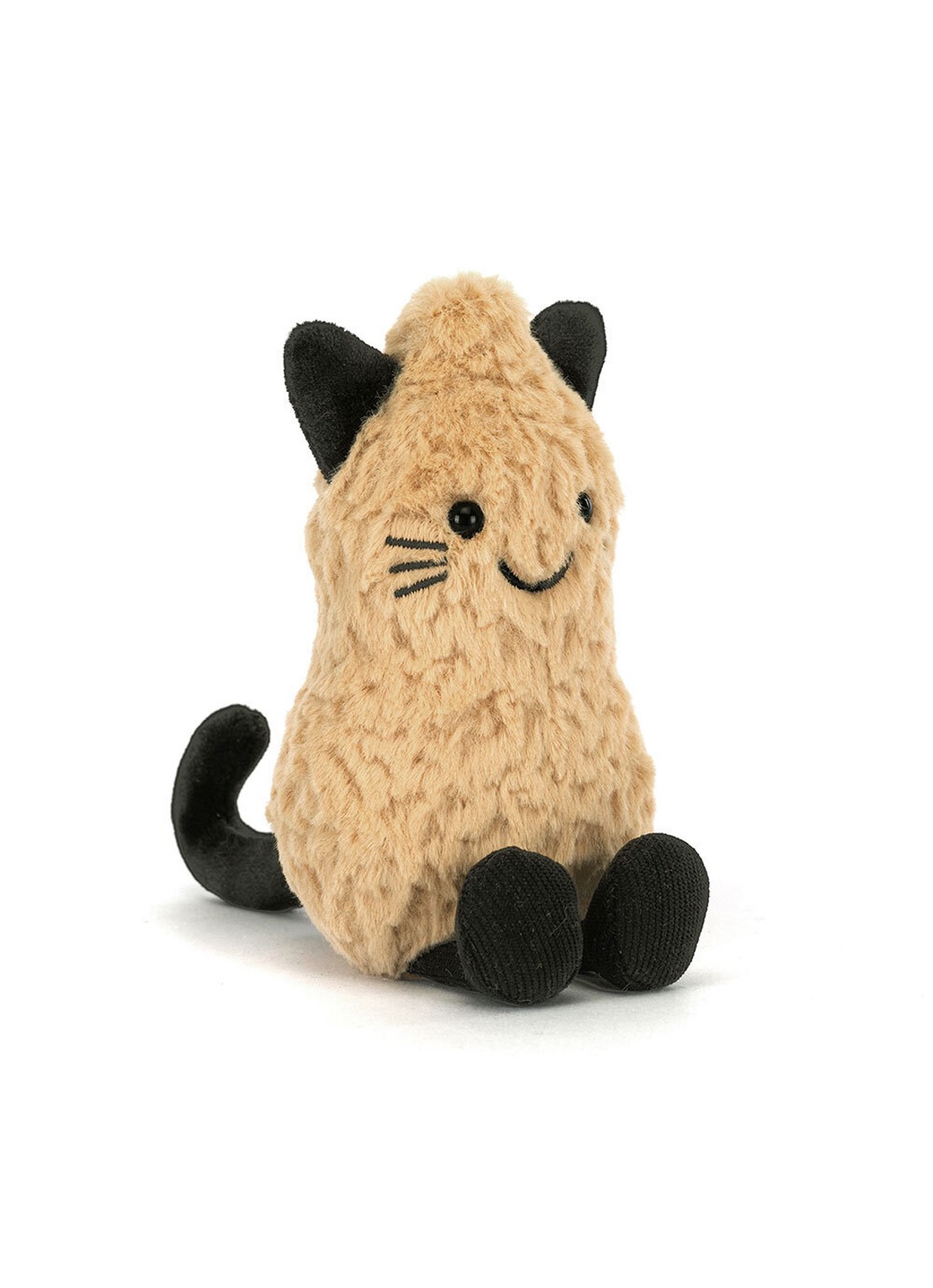 Jellycat Amuseables Peanut Cat Outfit knuffel 15 cm - voorkant 6 beige