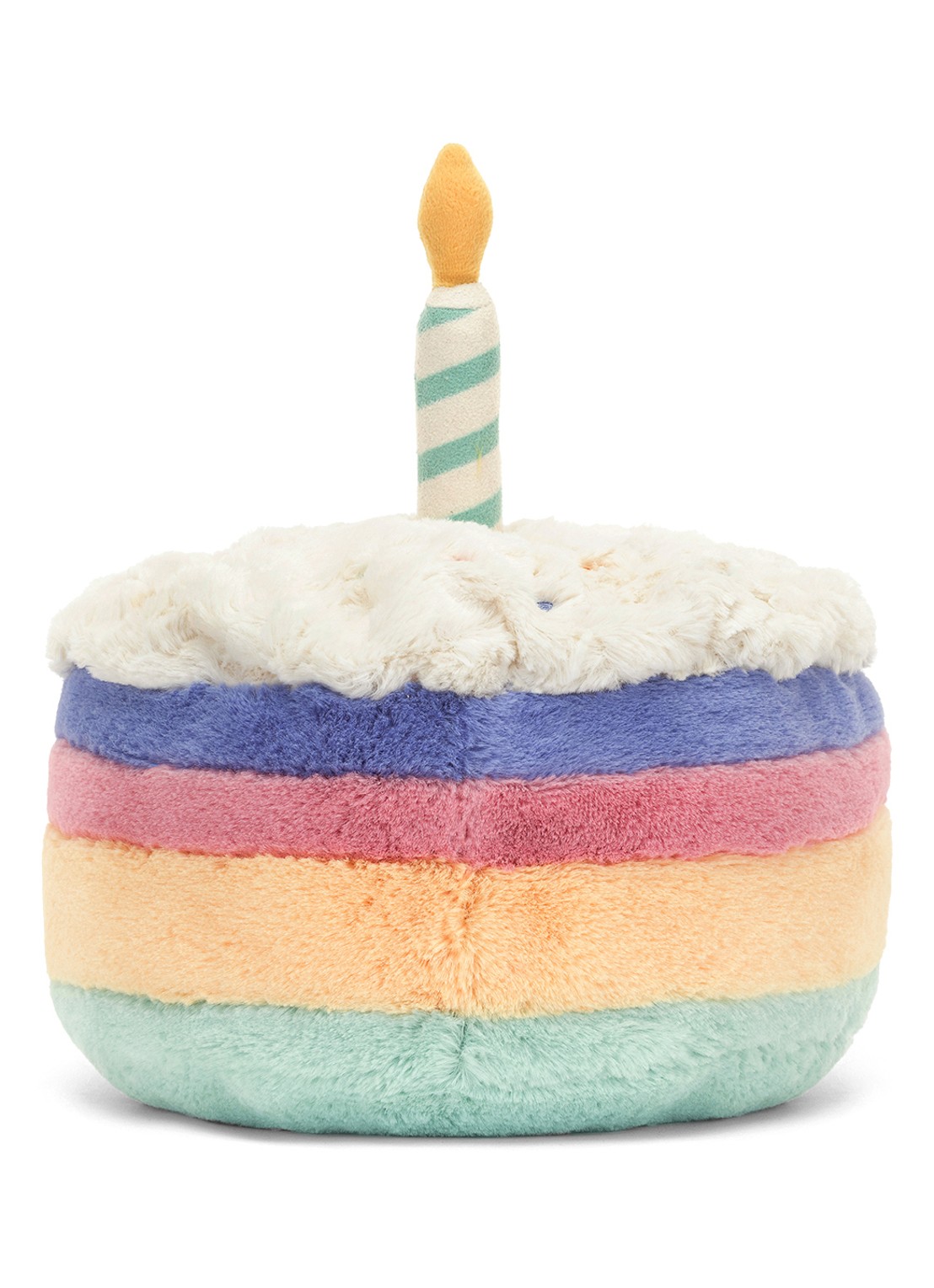 Jellycat Amuseables Rainbow Birthday Cake knuffel 15 cm - achterkant 4 blauw