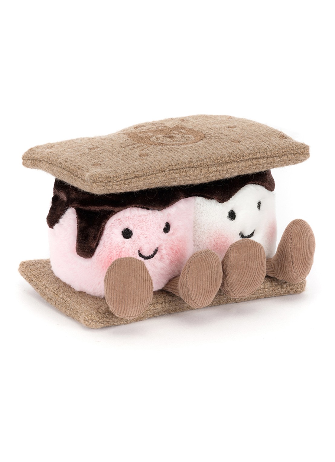 Jellycat Amuseables S'mores knuffel 7 cm - voorkant beige