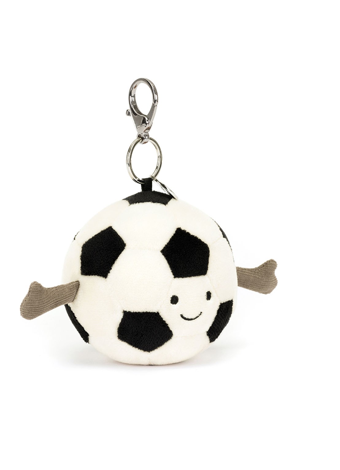 Jellycat Amuseables Sports Football Bag Charm tasbedel - voorkant gebroken wit