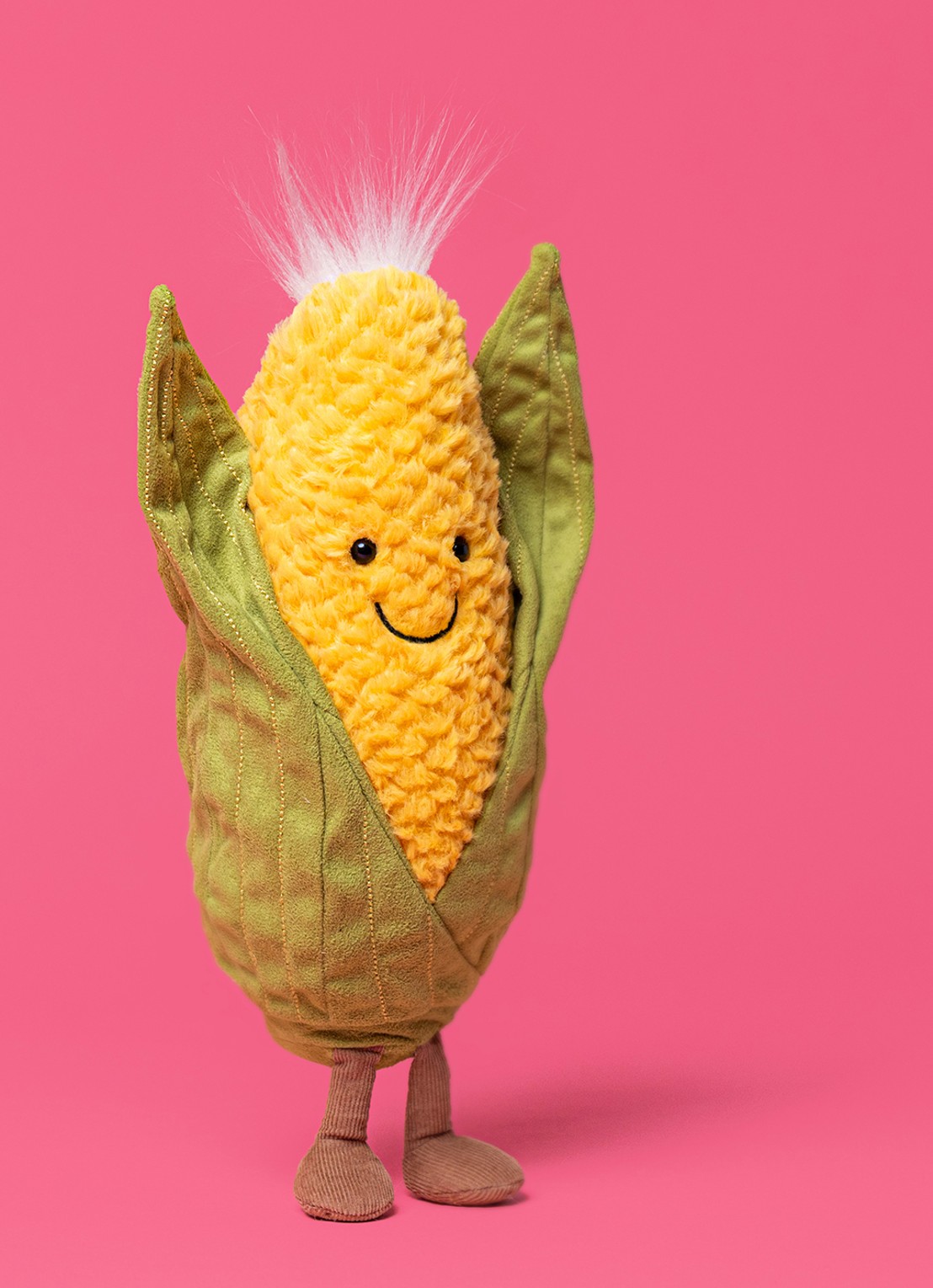 Jellycat Amuseables Sweetcorn knuffel 27 cm - detail geel
