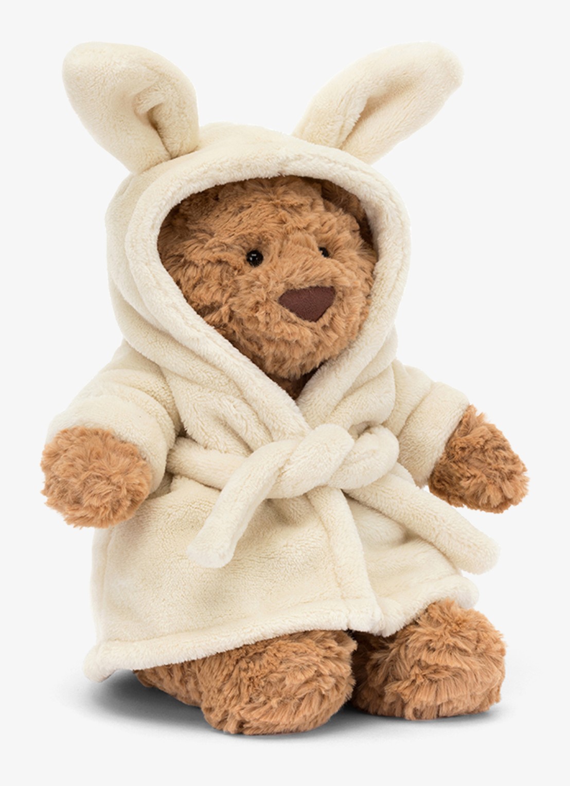Jellycat Bartholomew Bear Bathrobe Outfit knuffel 26 cm - voorkant 2 donkerbeige