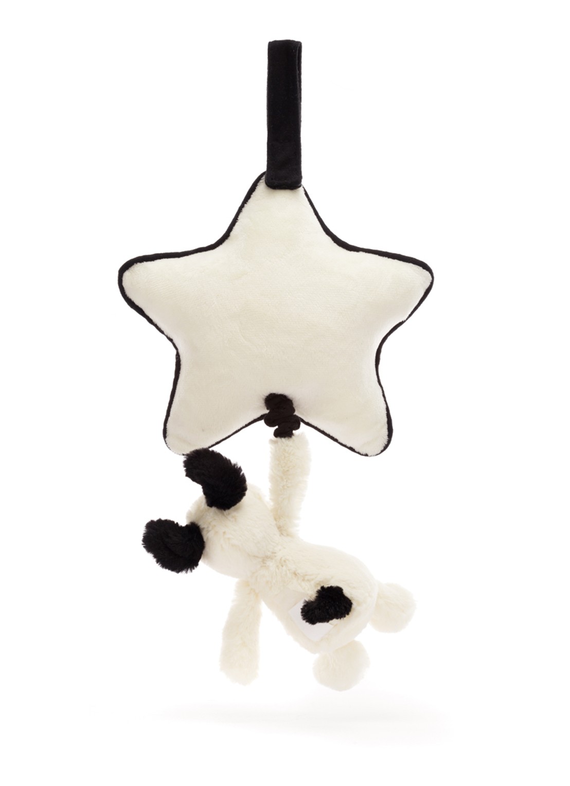 Jellycat Bashful Black & Cream Puppy Musical Pull knuffel 30 cm - achterkant 3 creme