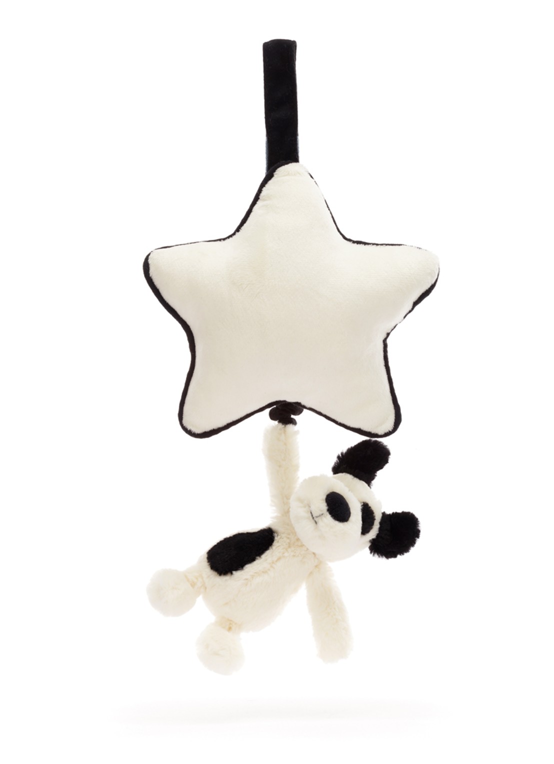 Jellycat Bashful Black & Cream Puppy Musical Pull knuffel 30 cm - detail creme