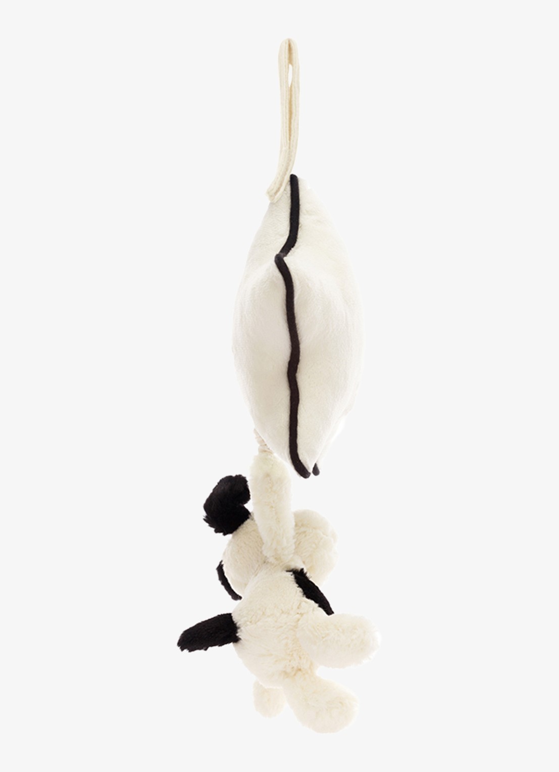 Jellycat Bashful Black & Cream Puppy Musical Pull knuffel 30 cm - detail 3 wit
