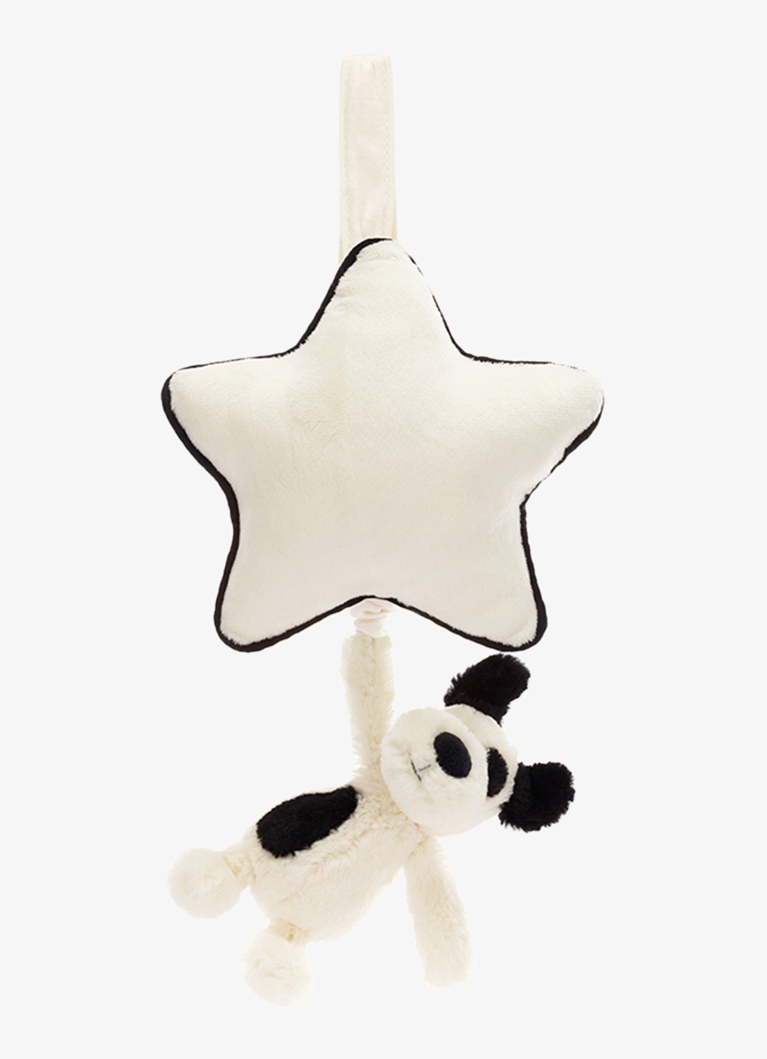 Jellycat Bashful Black & Cream Puppy Musical Pull knuffel 30 cm - detail 4 wit