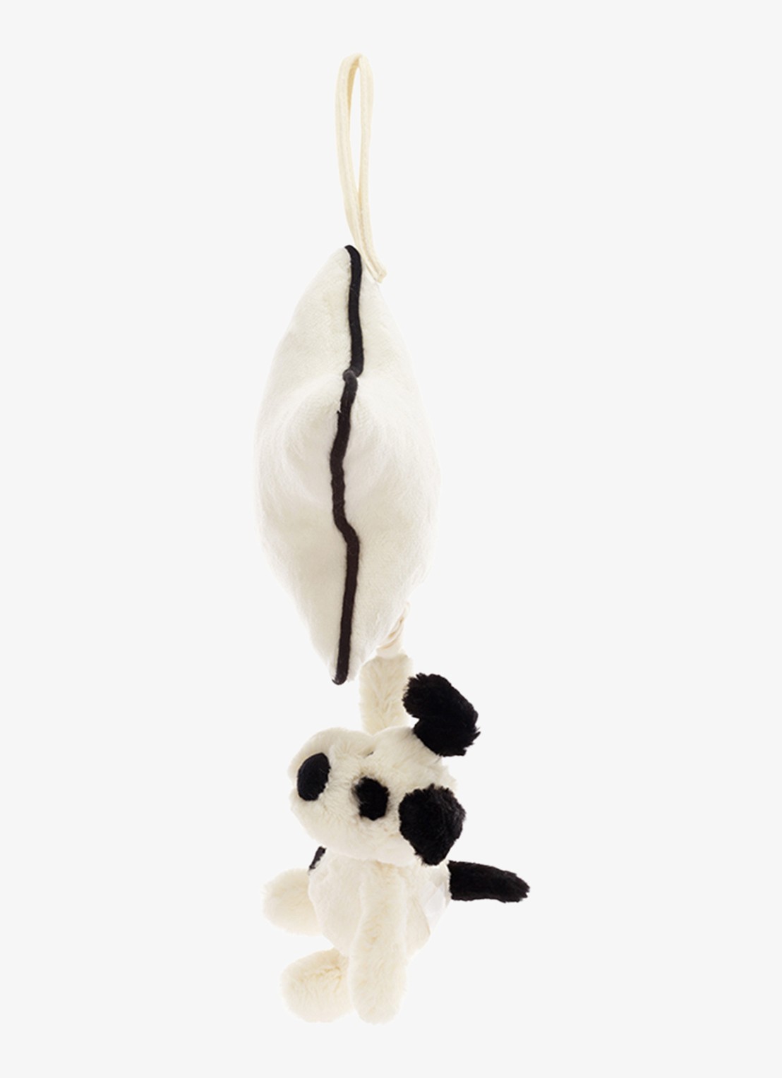 Jellycat Bashful Black & Cream Puppy Musical Pull knuffel 30 cm - voorkant 2 wit
